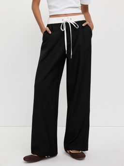 Pomelo - Wide-Leg Drawstring Trousers - Black