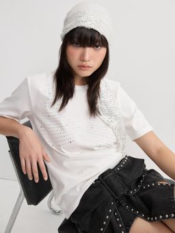 Pomelo - Embellished T-shirt - White