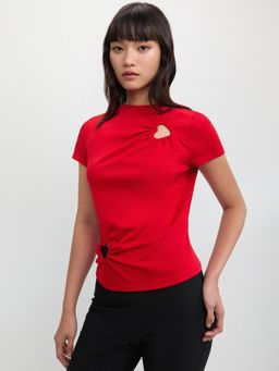 Pomelo - Heart Cutout Top - Red