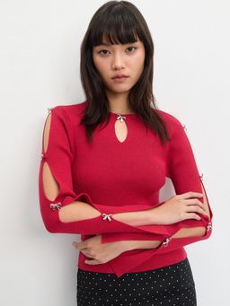 Pomelo - Keyhole Bow Detail Top - Red
