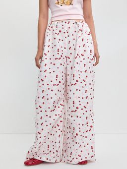 Pomelo - Drawstring Wide-Leg Pants - White