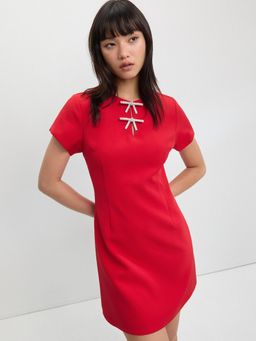 Pomelo - Keyhole Bow Detail Mini Dress - Red