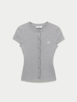 Pomelo - Button-Up Knit Cardigan - Light Grey