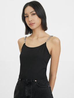 Pomelo - Chain Strap Cropped Cami - Black