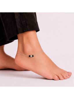MINOUS - Silver Black Accent Anklet