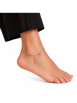 MINOUS - Silver Heart Drop Anklet