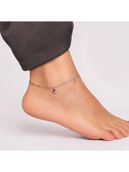 MINOUS - Silver Heart Charm Paperclip Anklet