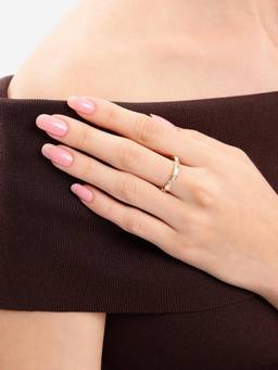 Carlton London - Gold Plated Designer Cz and Mother Of Pearl Studded Band Adjustable Ring
