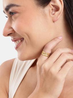 Carlton London - Gold Plated Contemporary Chain Link Adjustable Ring