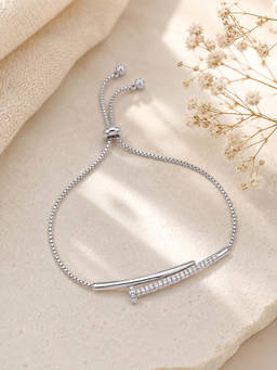 MINOUS - Silver Curved Bar Adjustable Bracelet