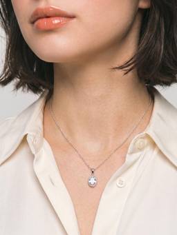 Palmonas - Oval Solitaire 925 Sterling Silver Necklace