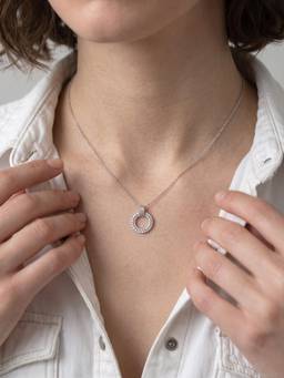 Palmonas - Crystal Halo Circle 925 Sterling Silver Necklace
