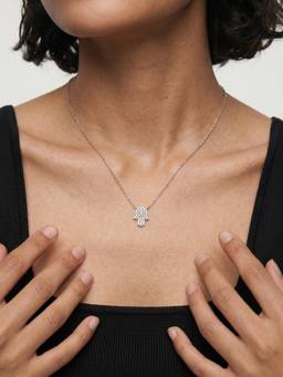 Palmonas - Crystal Hamsa 925 Sterling Silver Necklace