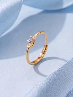 Palmonas - Celestial Moon and Star 925 Sterling Silver Adjustable Ring