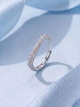 Palmonas - Crystal Curve 925 Sterling Silver Adjustable Ring