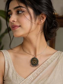 VENI - 92.5 Silver Plated Oxidized Necklace