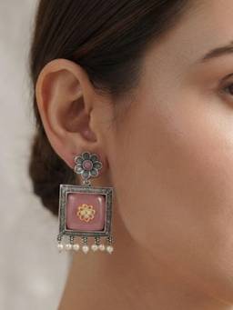 VENI - 92.5 Silver Plated Oxidized Earrings