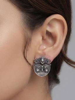VENI - 92.5 Silver Plated Oxidized Earrings