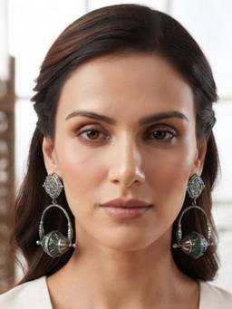 VENI - 92.5 Silver Plated Oxidized Earrings