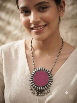VENI - 92.5 Silver Plated Oxidized Necklace