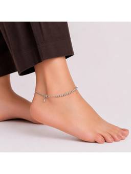 MINOUS - Silver Classic Beaded Adjustable Anklet