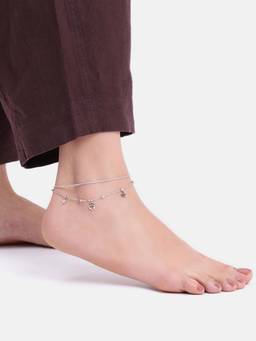 MINOUS - Silver Luna Starfall Layered Adjustable Anklet