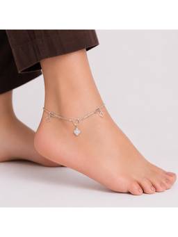 MINOUS - Silver Urban Clover Drop Adjustable Anklet