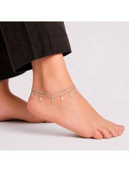 MINOUS - Silver Infinity Sparkling Drop Anklet