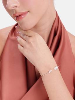 MINOUS - 925 Silver Emerald Cut Sparkle Leaf Cuff