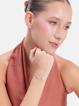MINOUS - 925 Silver Twin Blossom Open Cuff