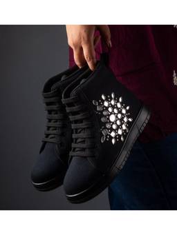 RETTROSE - Black Darpan Banjara High-Ankle Sneakers