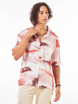 Bewakoof - Men's White & Red All Over Printed Oversized Shirt