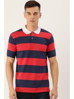 Peter England - Men Red Stripe Polo T-Shirt