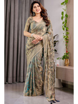 SGF11 - Green Women Chiffon Silk Saree with Unstitched Blouse