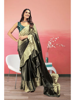 Suha - Green Colour Elegant Satin with Ombre Pattern Saree with Unstitched Blouse