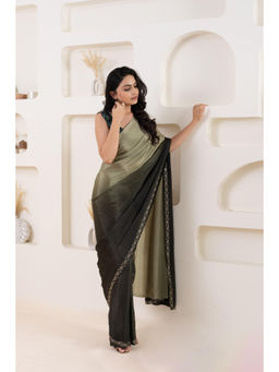 Suha - Green Colour Elegant Satin with Ombre Pattern Saree with Unstitched Blouse
