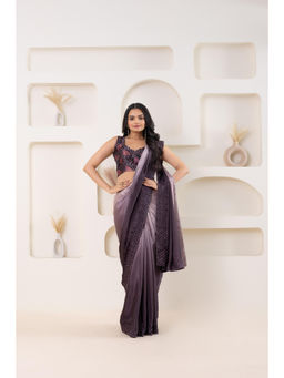 Suha - Purple Colour Elegant Satin with Ombre Pattern Saree with Unstitched Blouse