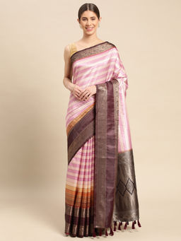 SGF11 - Orange Women Kanjivaram Soft Silk Gadwal Pattu Saree with Unstitched Blouse