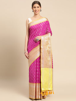 SGF11 - Pink Women Kanjivaram Soft Silk Saree with Unstitched Blouse