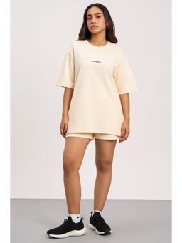 COLOR CAPITAL - Women Cream Signature Oversized T-shirt