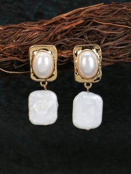 Adwitiya - Women Gold Plated Baroque Pearl Handcrafted Drop Earrings
