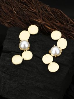 Adwitiya - Gold-Plated White Handcrafted Drop Earrings