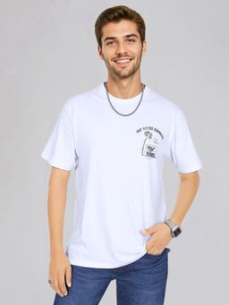 Lee - Men Back Print White Crew Neck Comfort Fit T-Shirt