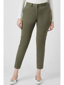 Van Heusen - Women Olive Solid Formal Regular Fit Trouser