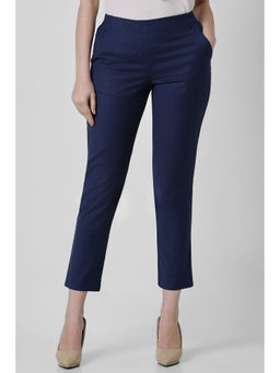 Van Heusen - Women Navy Check Formal Regular Fit Trouser