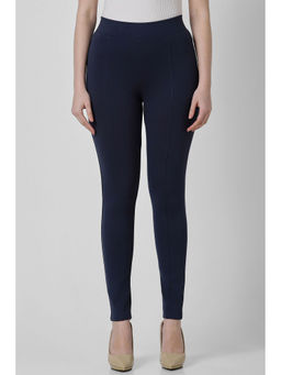 Van Heusen - Women Navy Solid Formal Regular Fit Trouser