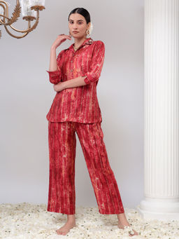 Bani Women - Abstract Printed Shirt Collar Co-Ord (Set of 2)