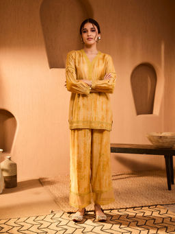 Bani Women - Modal Chanderi Puff Sleeve Traditional Co-Ord (Set of 2)