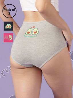 Clovia - Cotton Printed Back Mid Waist Boyshort Panties for Women - (Pack of 3)