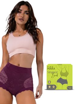 Pinq Polka - Tummy Tucker Shaper Brief All Weather Highwaist Shapewear - Burgundy